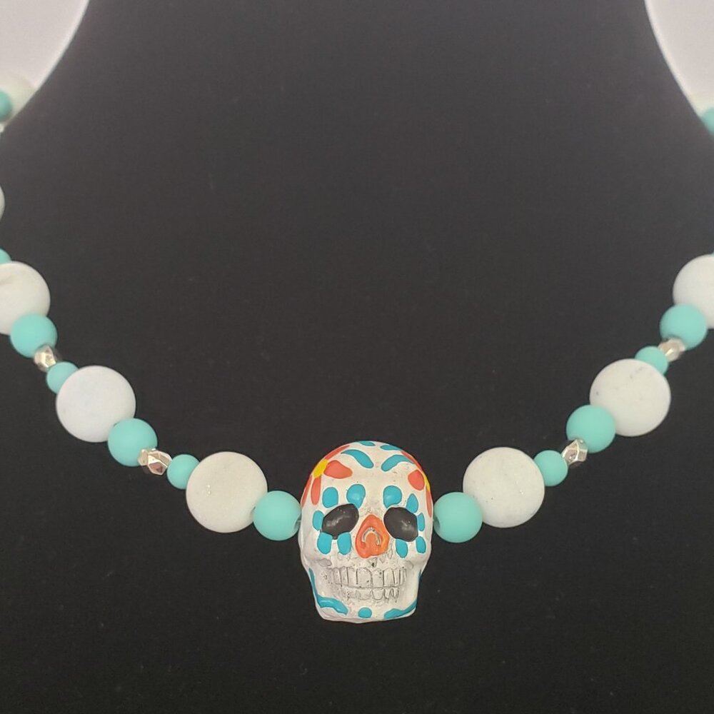 "GABRIEL" ~ DAY OF THE DEAD Sugar Skull Necklace by KATSPAW JEWELRY